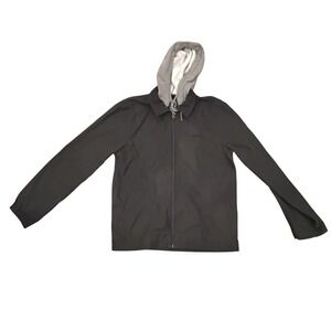 Volcom Mens Hooded Jacket Black Grey Full Zip Workwear Style Medium